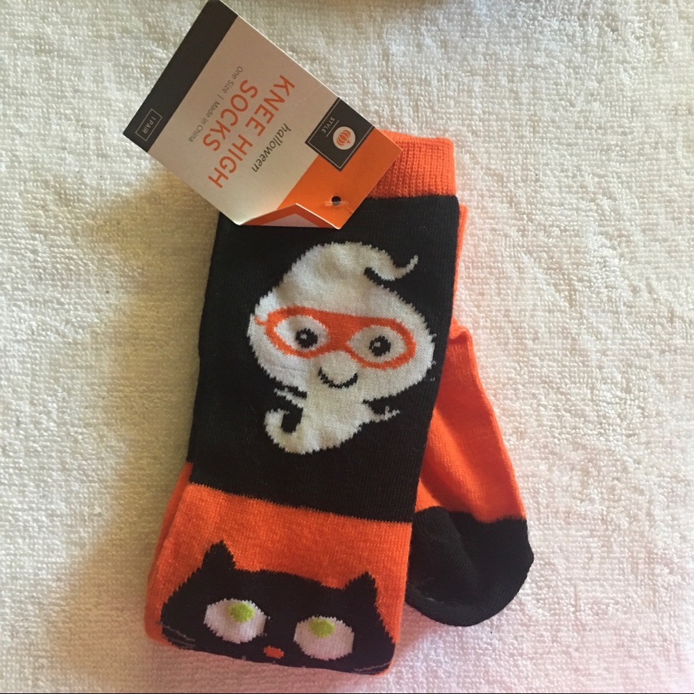 NWT Halloween owl, ghost and cat knee high socks